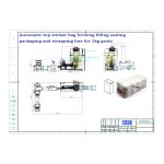 Le sac à fond plat automatique avec le sac d'autocollant supérieur formant la ligne d'emballage d'emballage d'étanchéité de remplissage est commandé par notre client