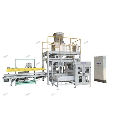 Machine automatique de pesage, de remplissage et d'ensachage d'aliments pour animaux de compagnie à bouche ouverte